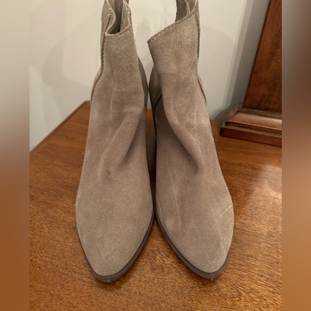 BP Women’s Suede Ankle Booties - Block Heel Zip Closure